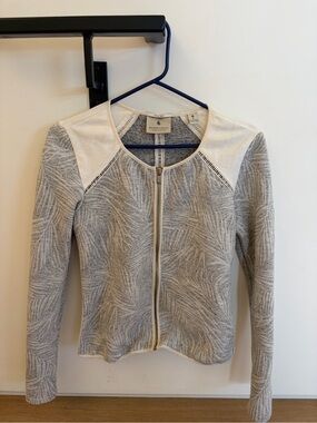 Scotch & Soda Gray and Cream Zip-Front Cardigan